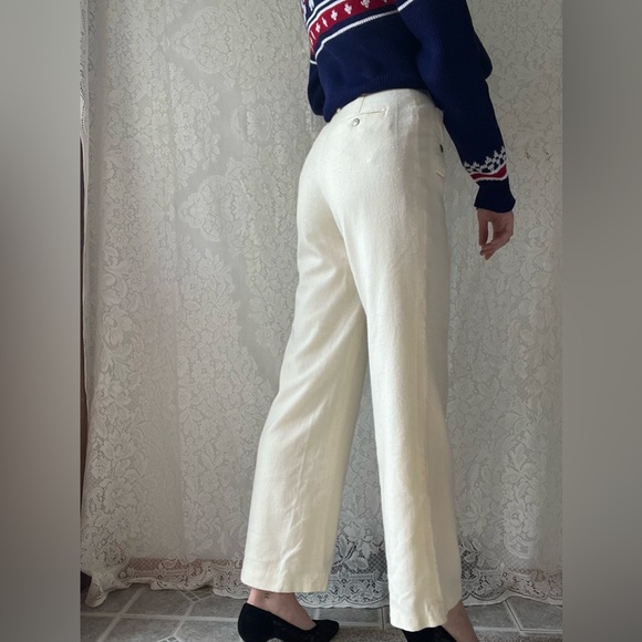 Vintage Ralph Lauren Petite High-Waisted Wool Blend Cream Pants - Picture 3 of 16